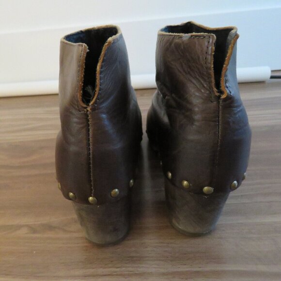 BOSABO Brown Leather Studded Clog Booties Boots Grandma Boho - Size US 6 - Picture 9 of 13